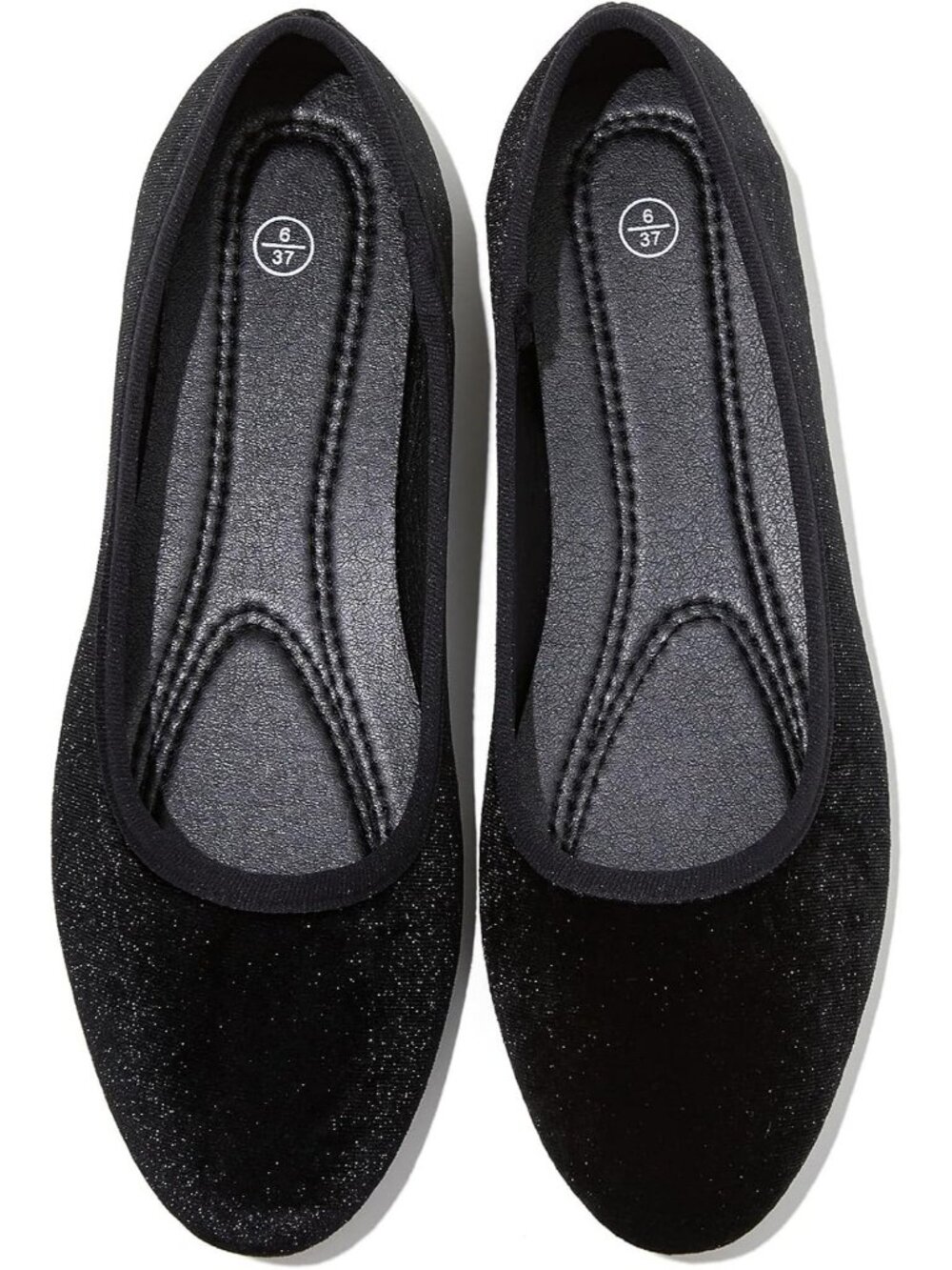 Women's Black Velvet Round Toe Ballet Flats Slip On Soft Comfortable Shoes